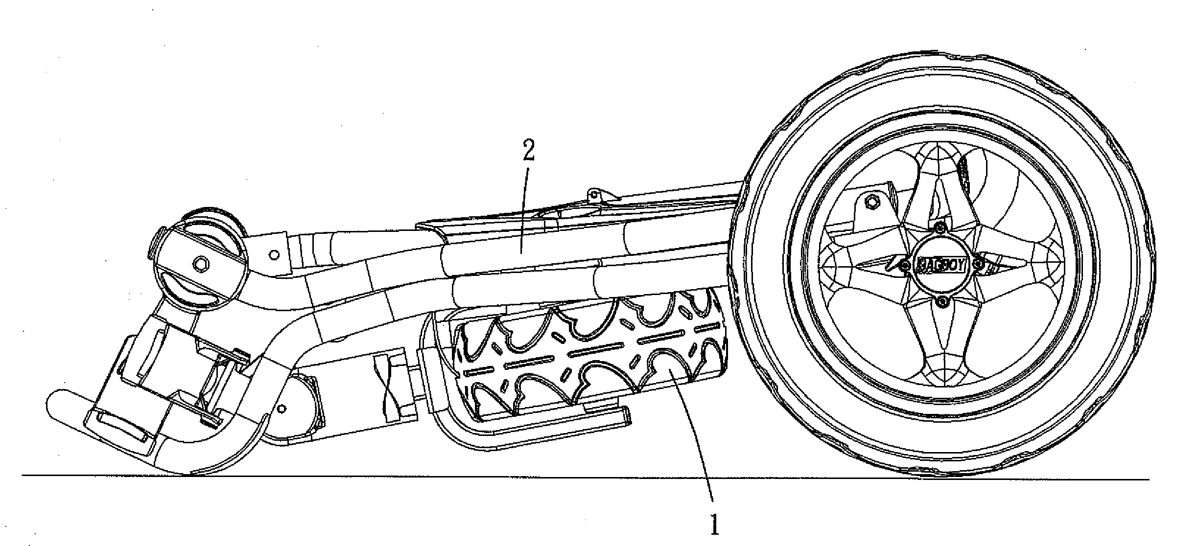 Front Wheel Foldable Device for Golf Cart