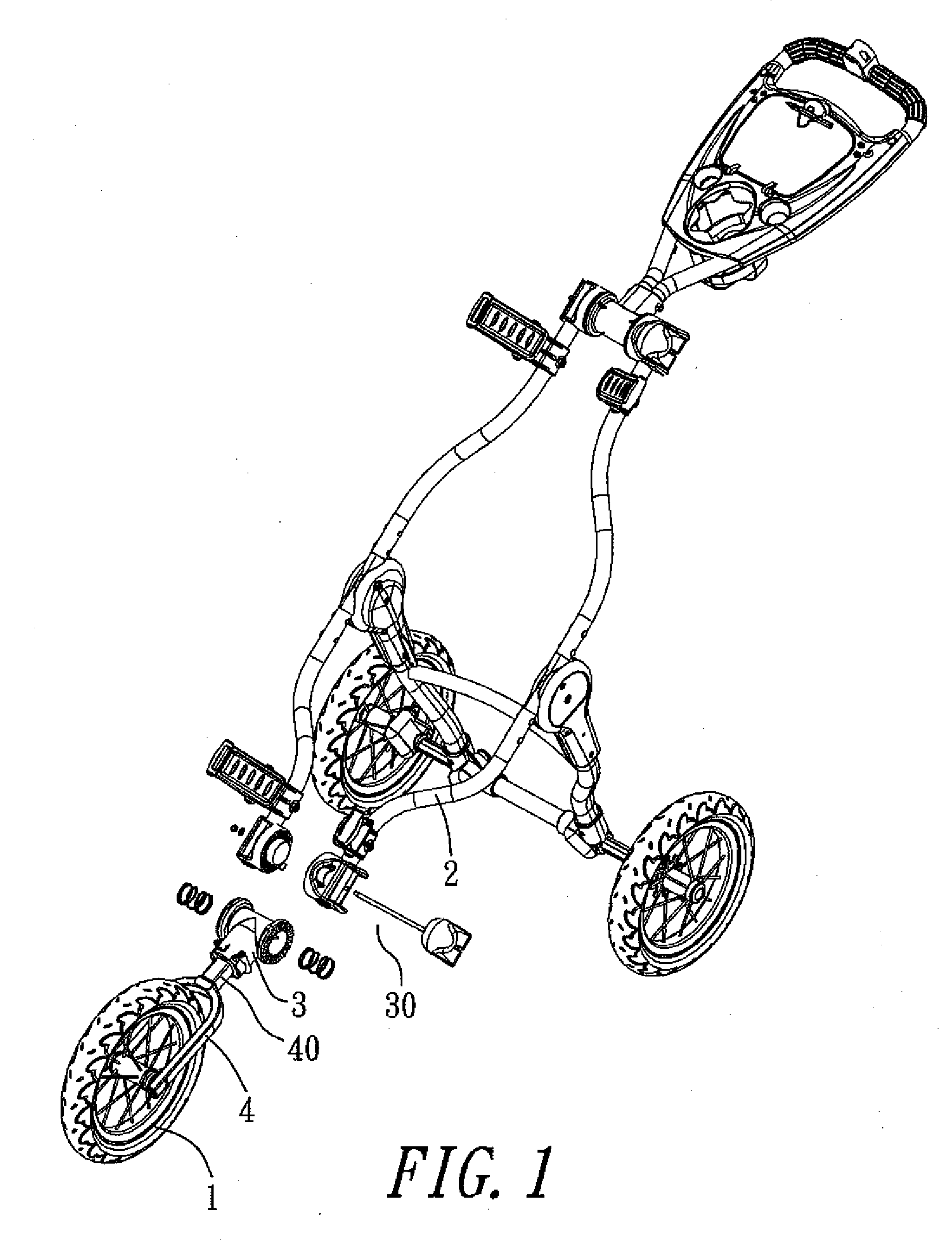 Front Wheel Foldable Device for Golf Cart