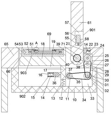 Hidden flat display screen supporting and protecting device capable of preventing falling