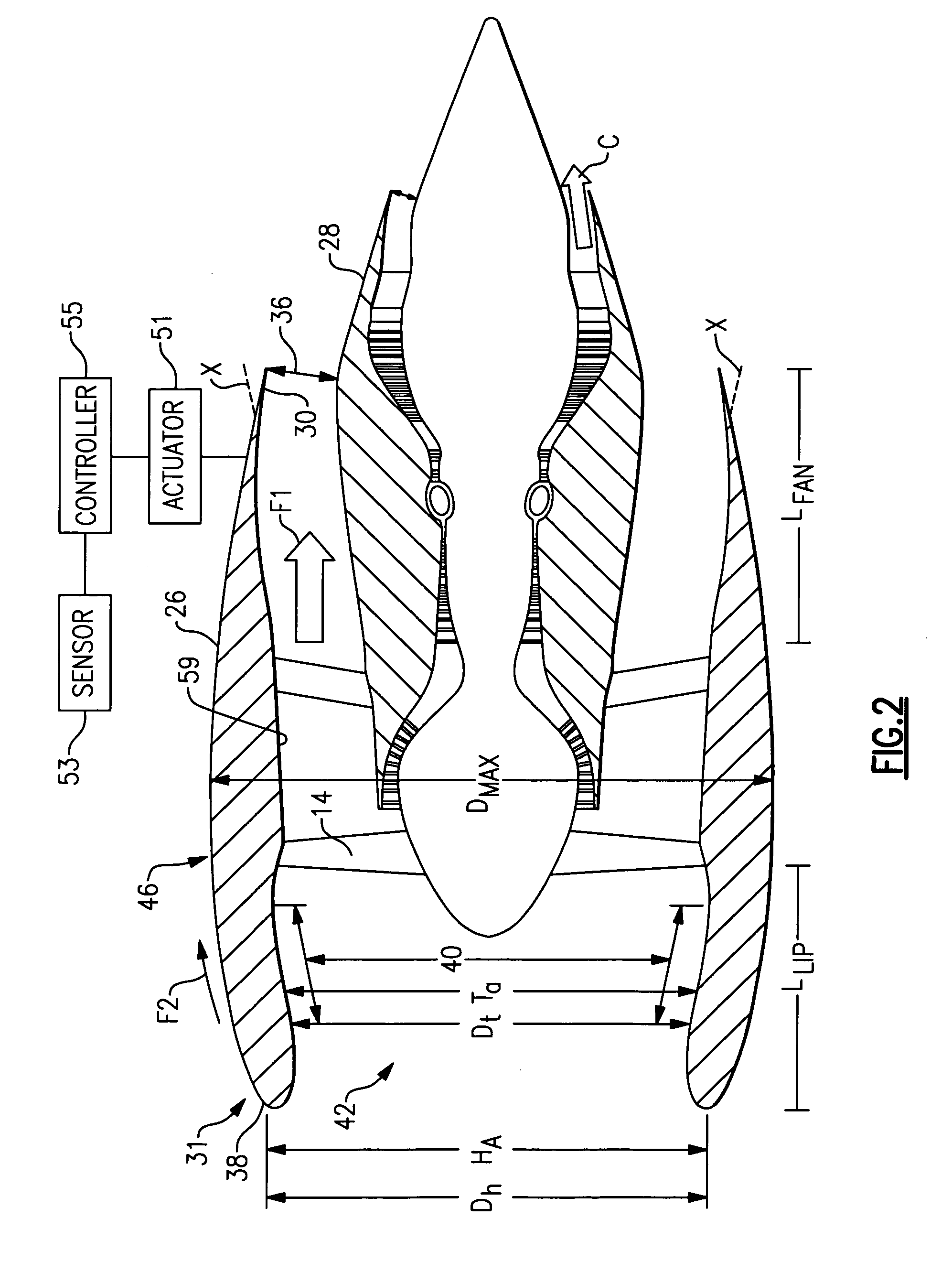 Gas turbine engine having slim-line nacelle