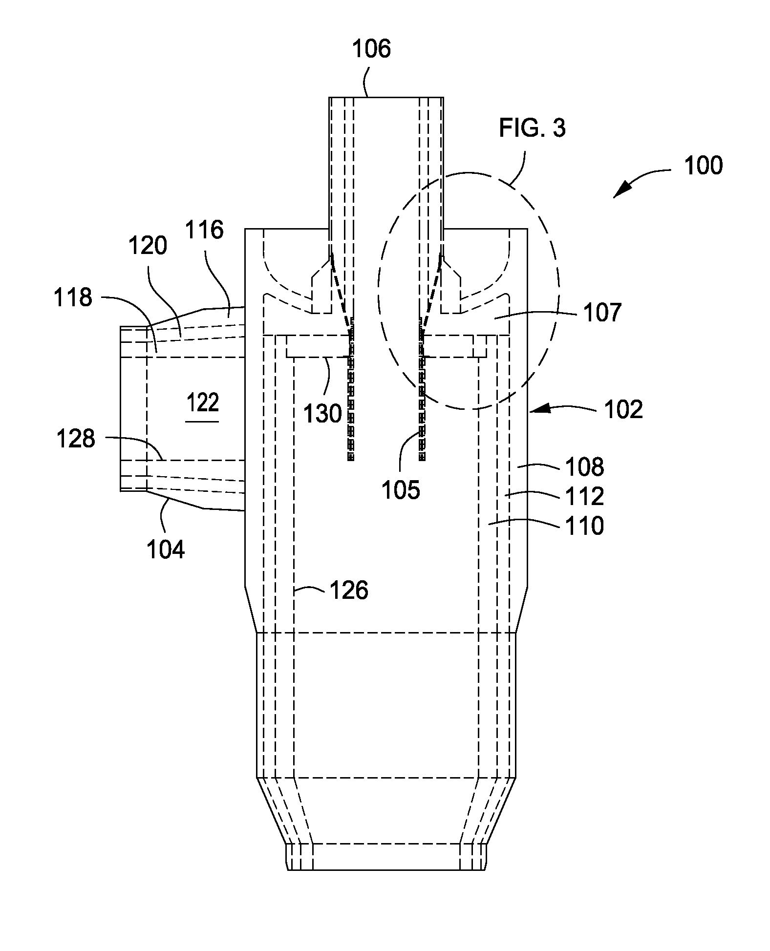 System for reducing head space in a pressure cyclone