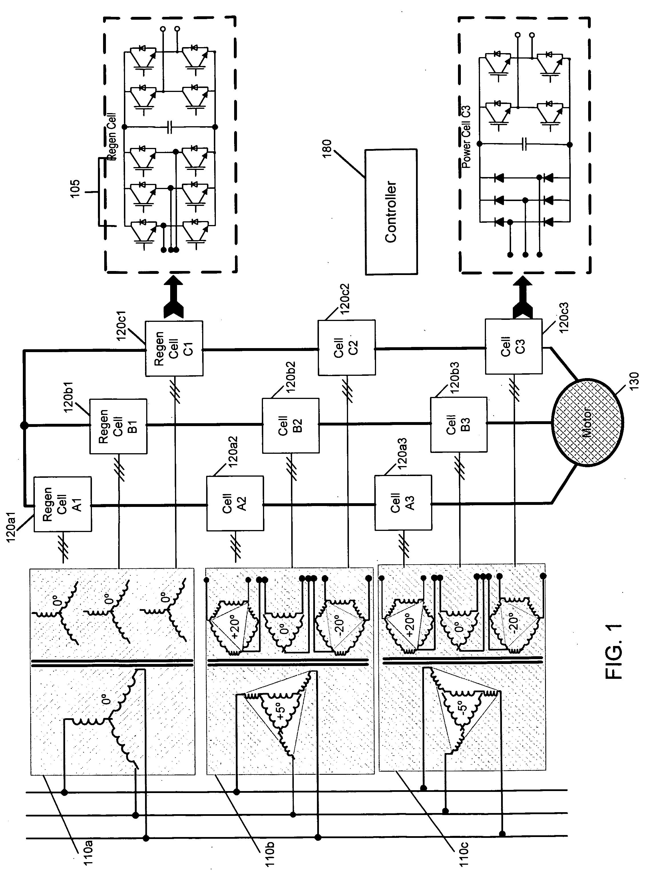 Partial regeneration in a multi-level power inverter