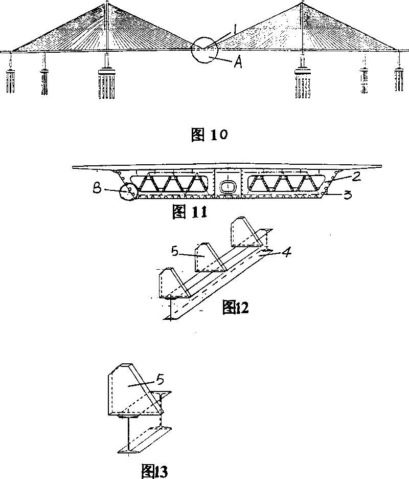 Maintenance track structure for buffeting control of box main girder cable-stayed bridge