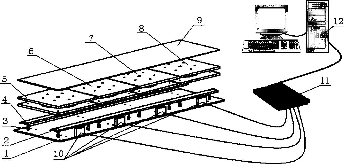 Multiple axial force platform array and human walking gait information gaining method