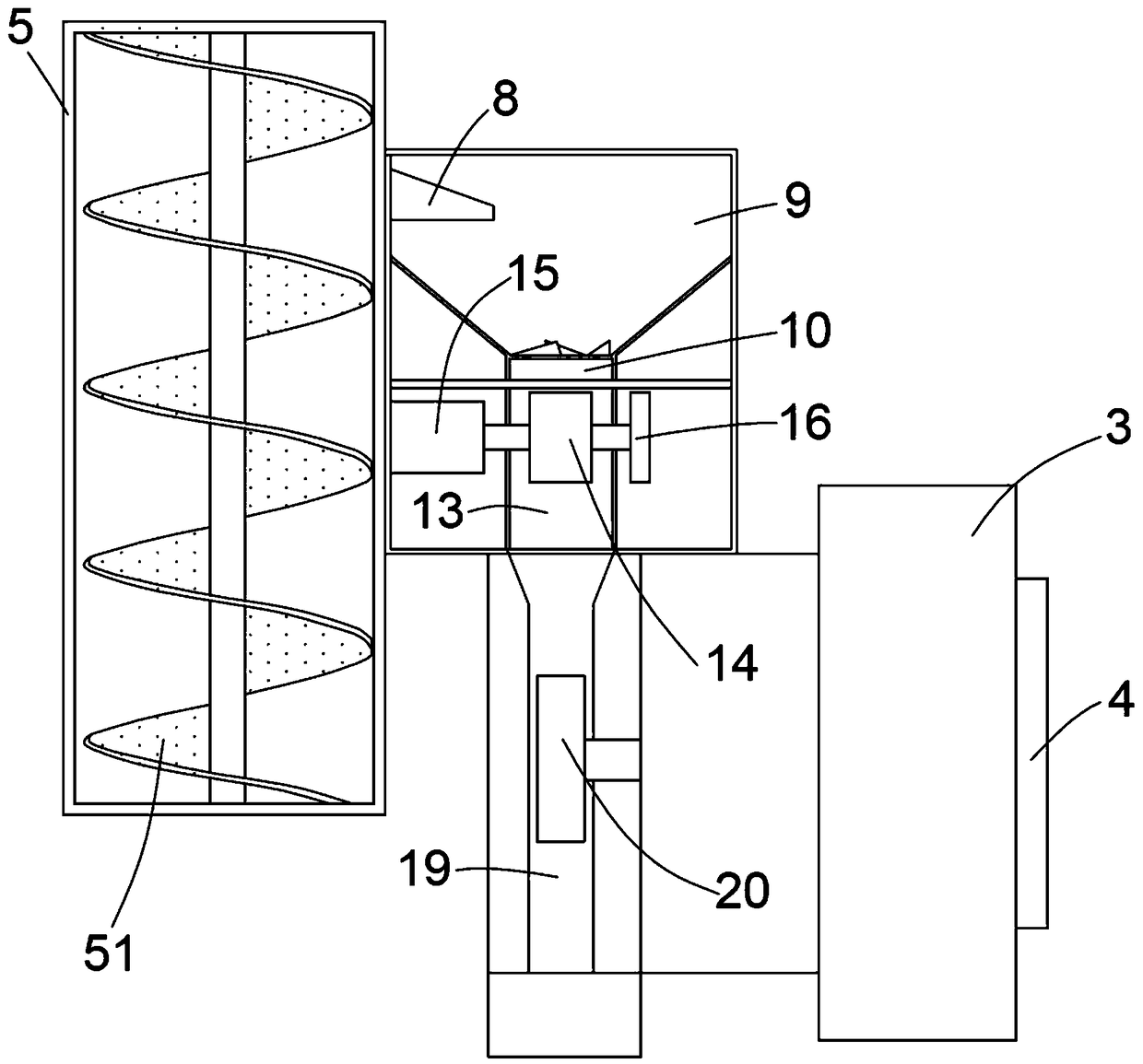 Breaking-dedusting-clearing device for online grain-moisture measuring instrument