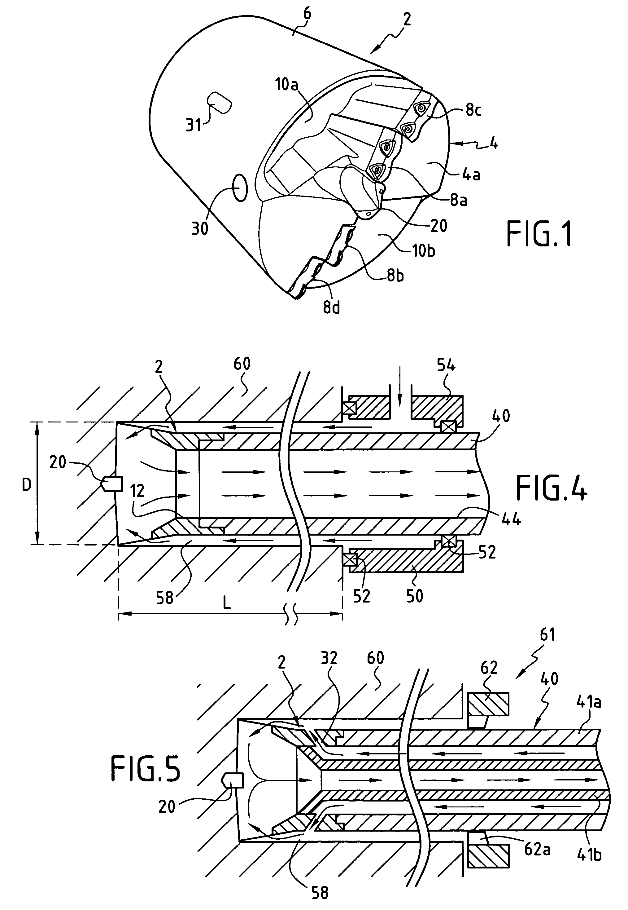 Deep hole boring head and deep hole boring method for boring a production piece