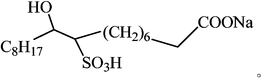 Hydroxy sulfo-group stearic acid soap collecting agent and preparing method thereof