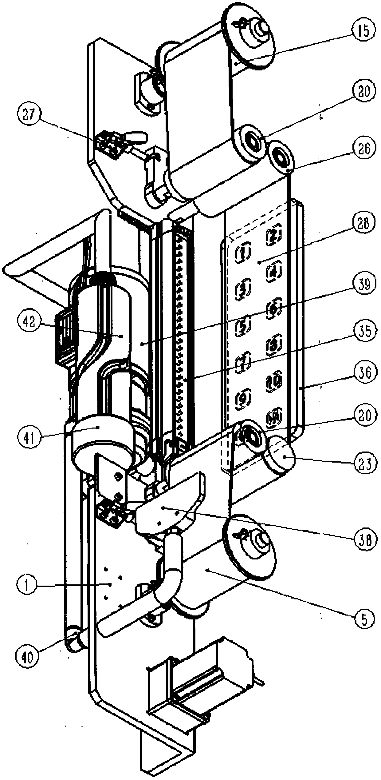 Elevator button separating membrane automatic winding, unwinding and sterilizing device