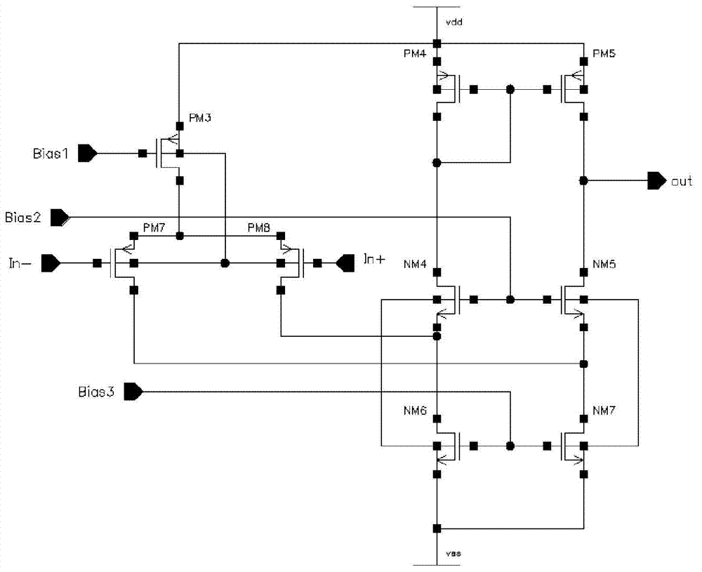 CMOS low-temperature small-noise operation amplifying circuit