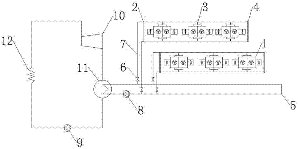 A dual-unit complementary indirect air cooling device suitable for nuclear power plants in desert areas