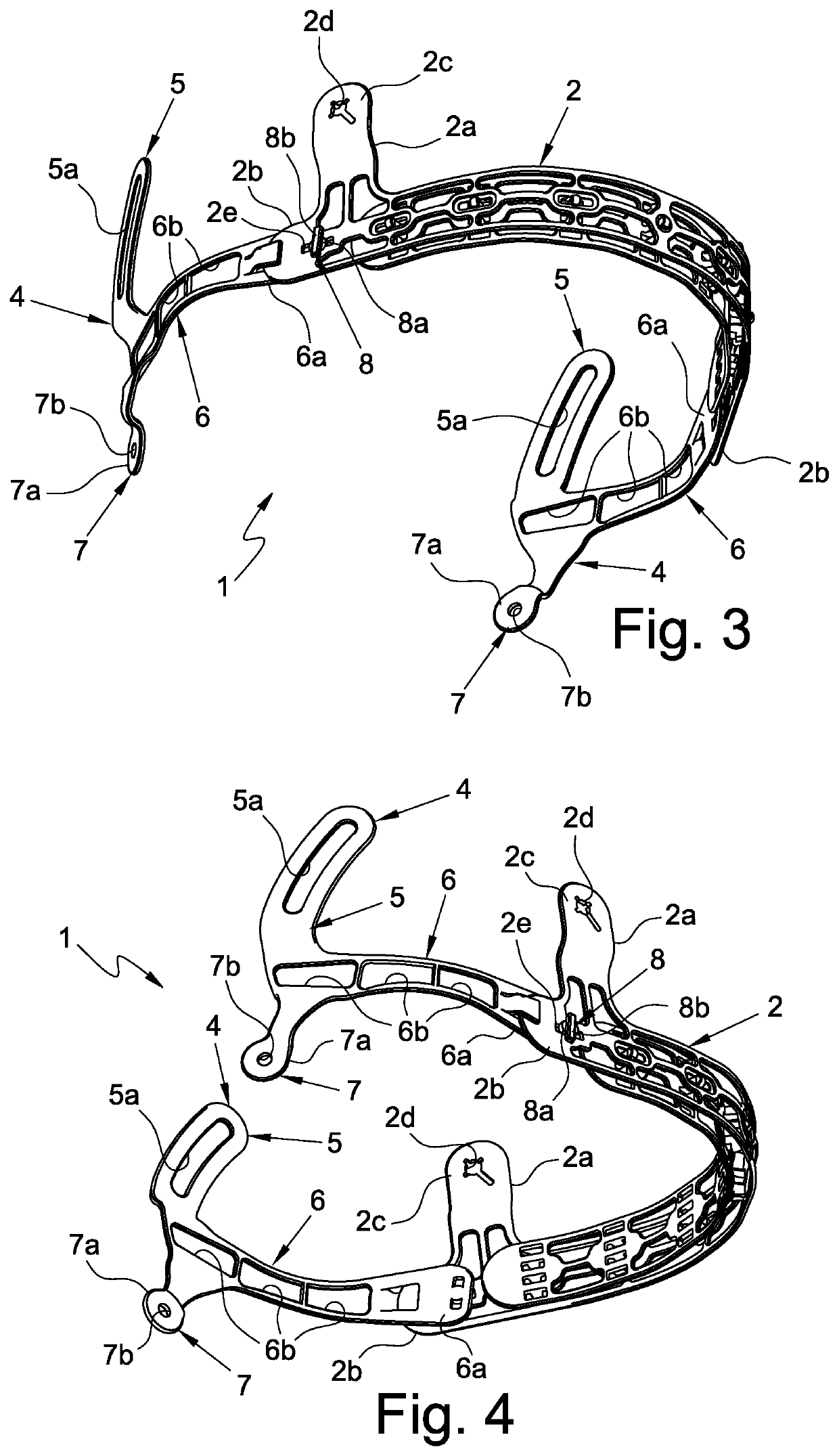 Forehead support band for helmets and helmet provided with such forehead support band