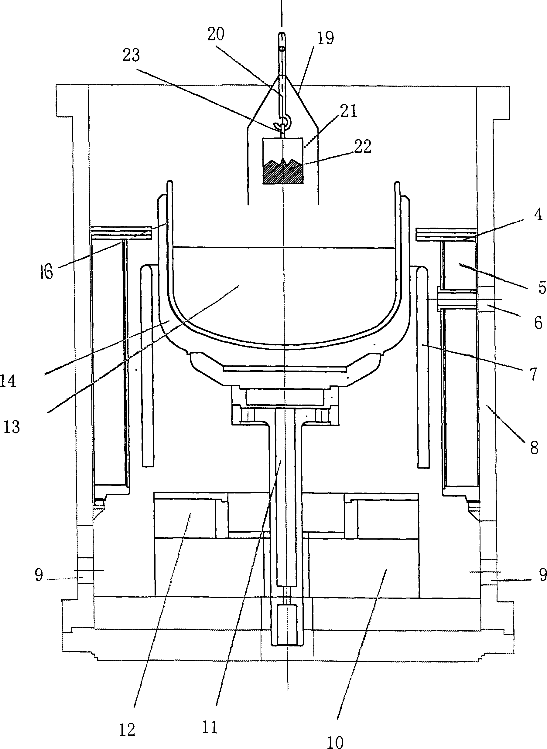 Doping method used in vertical pulling silicon single crystal preparation and its installation