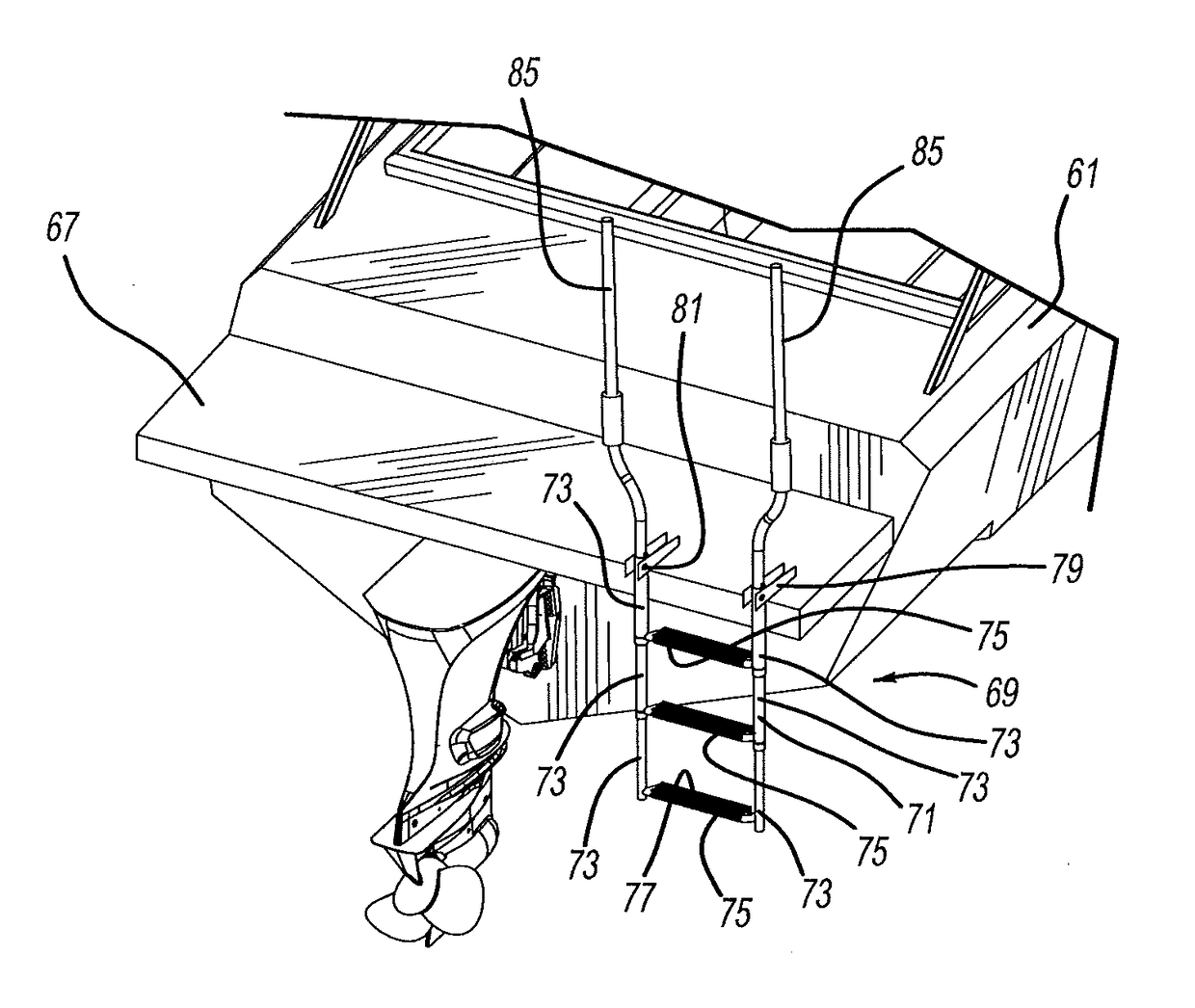 Boat or recreatonal vehicle ladder apparatus