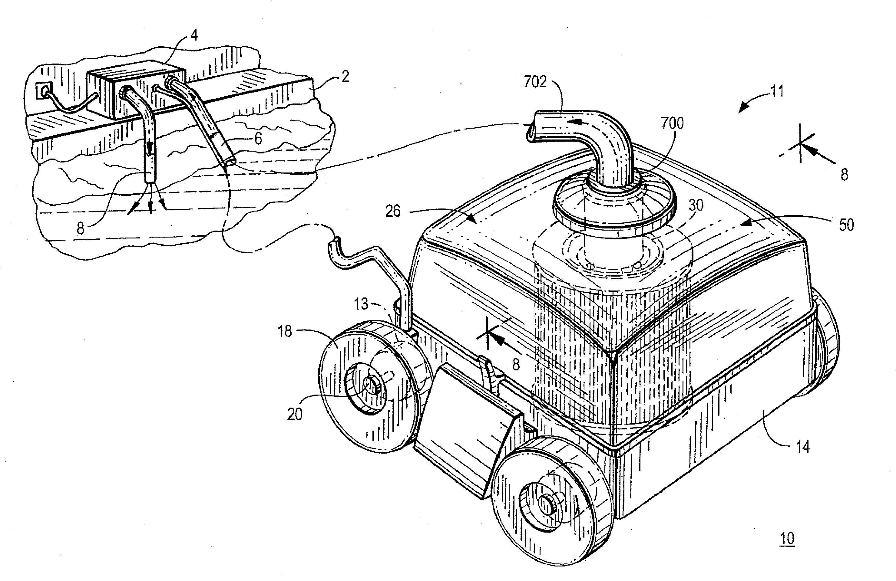 Filter cartridge mounting assembly for robotic pool and tank cleaner