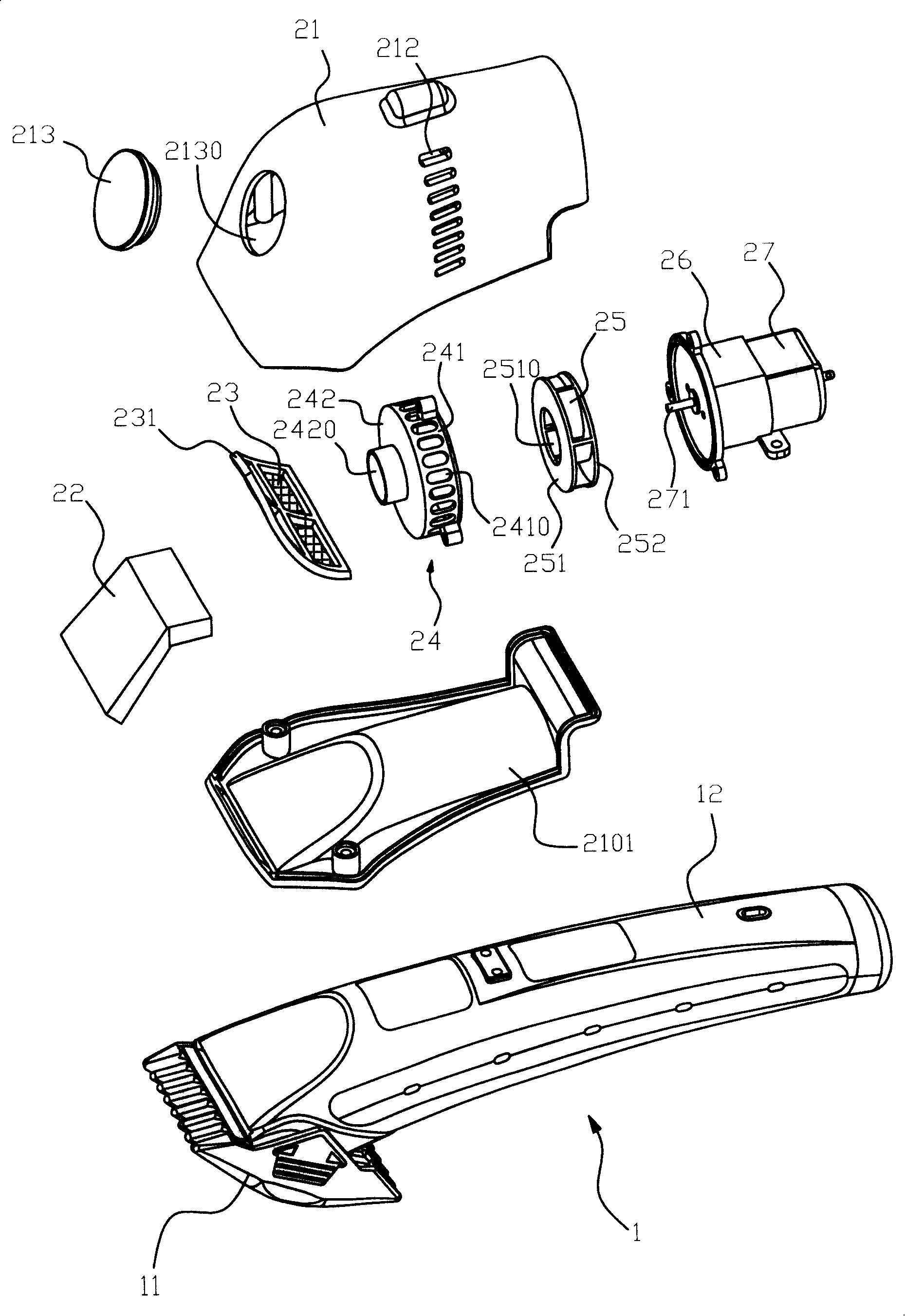 Electric hairclipper capable of automatically collecting hair shred