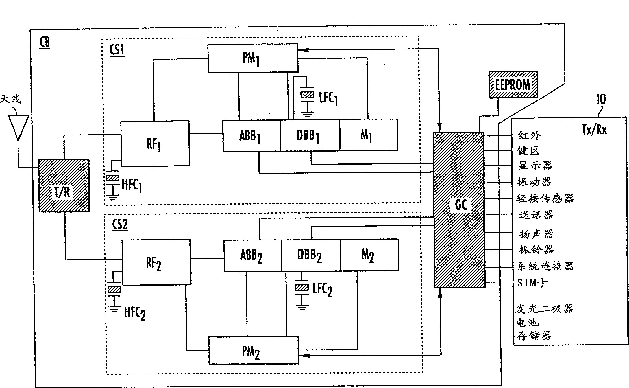 Multiple mode radiotelephone incuding glue circuits and related methods and circuits