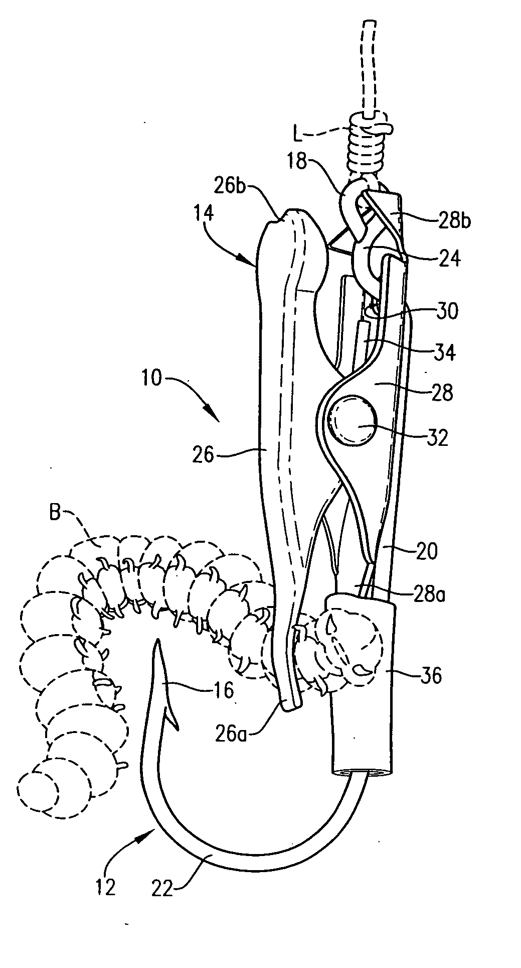 Fish hook with bait attachment clip