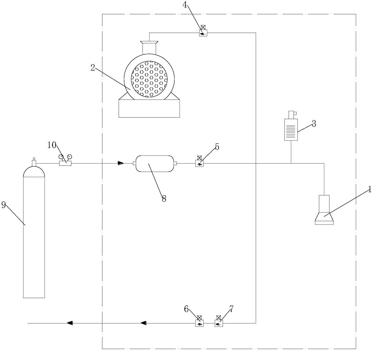 Automatic evacuation filling machine for nitrogen and hydrogen filling and leak detection