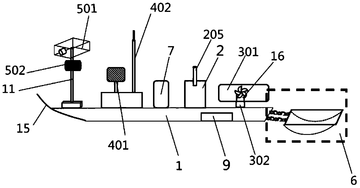 Unmanned monitoring ship for monitoring water ecology of shallow water marsh wetland and monitoring method thereof