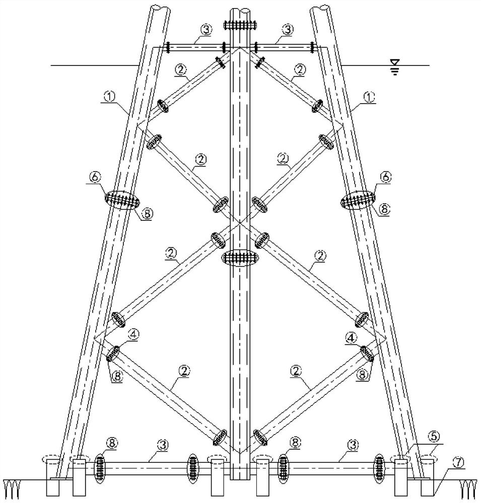 Jacket manufactured in factory and spliced by bolts on site and construction method