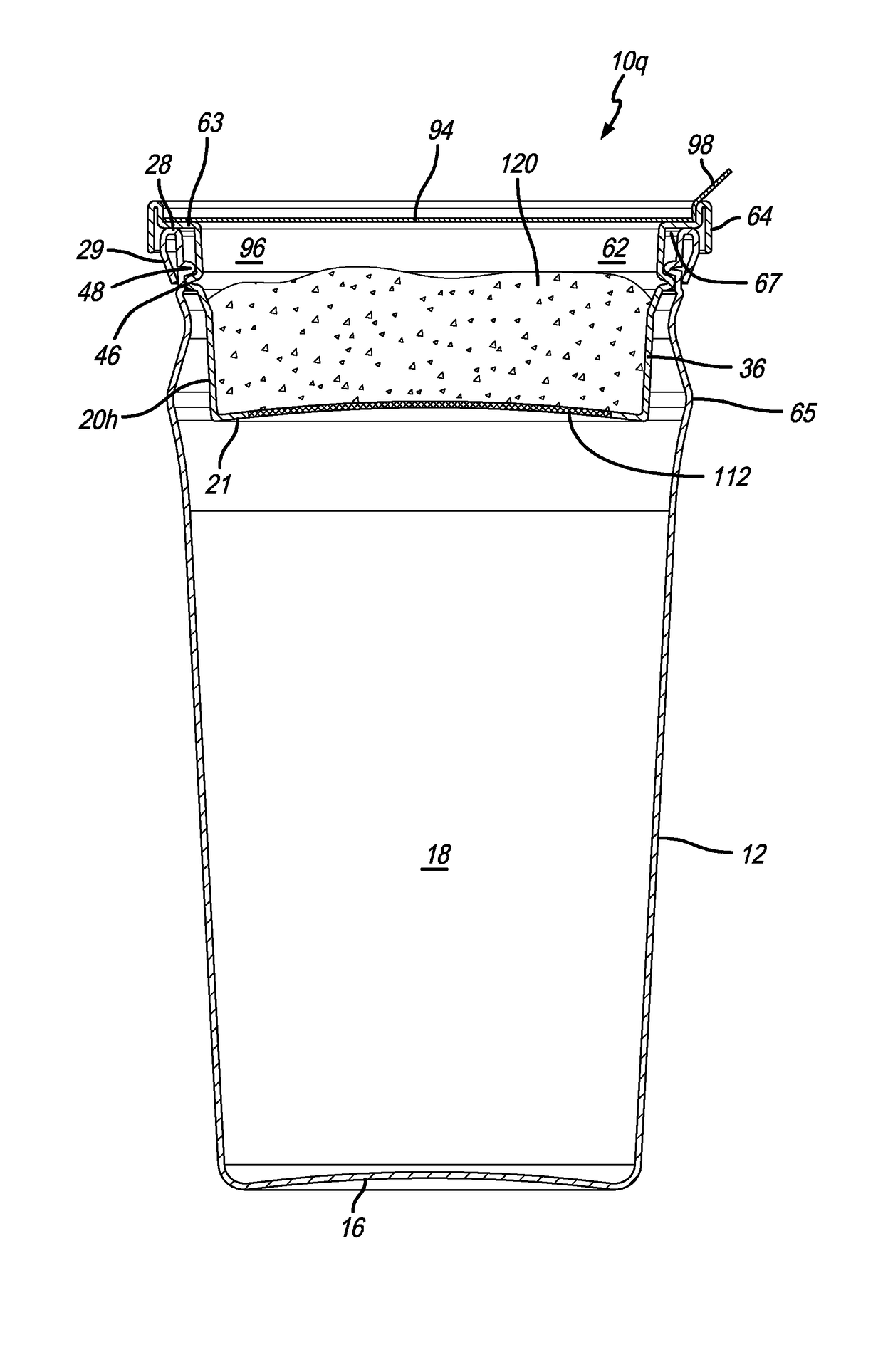 Beverage container with recessed lid and breathable seal