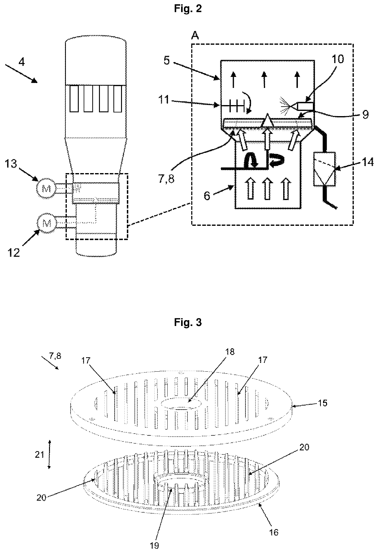 Device and method for granulating, agglomerating, pelletising, drying and/or coating