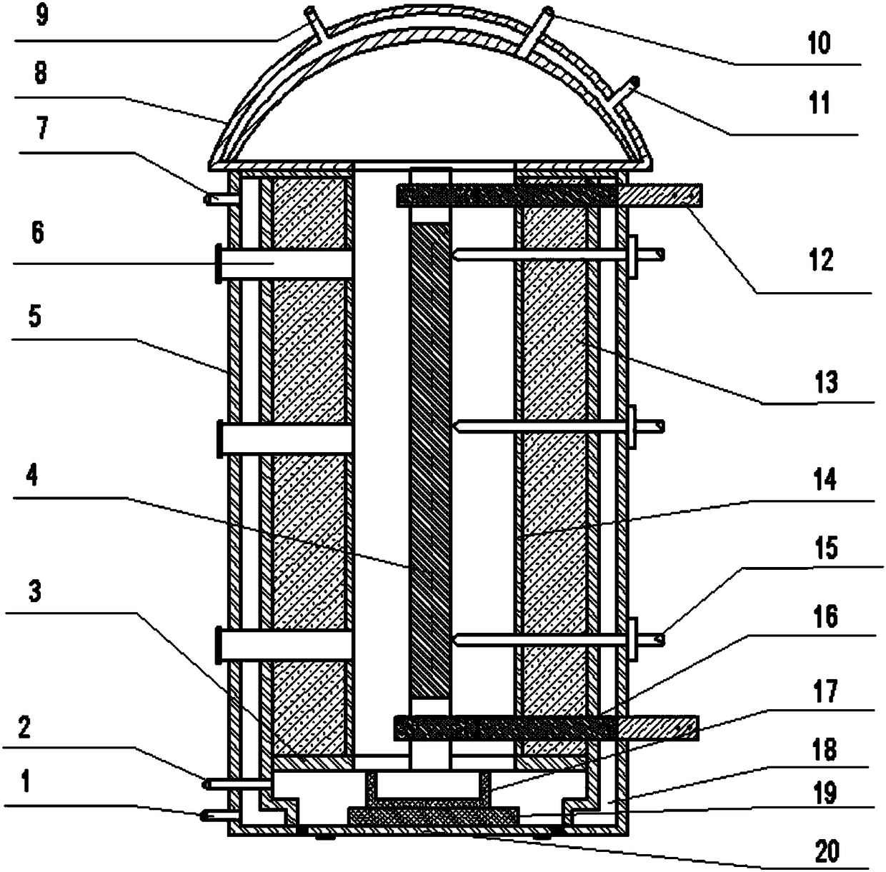 High-temperature heating clamping experiment device for fuel bundles of pressurized water reactor