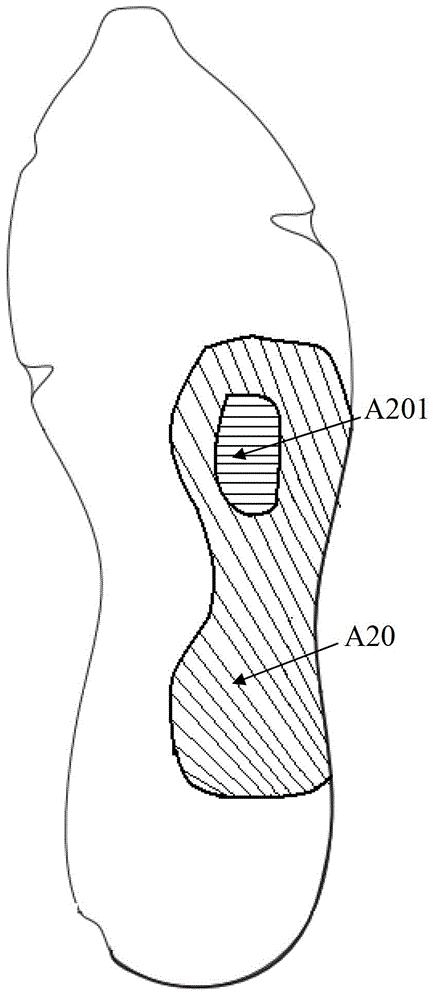 Shoe soles suitable for both middle foot and rear foot running modes