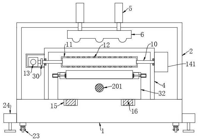 Stainless steel checkered plate embossing machining device and process thereof