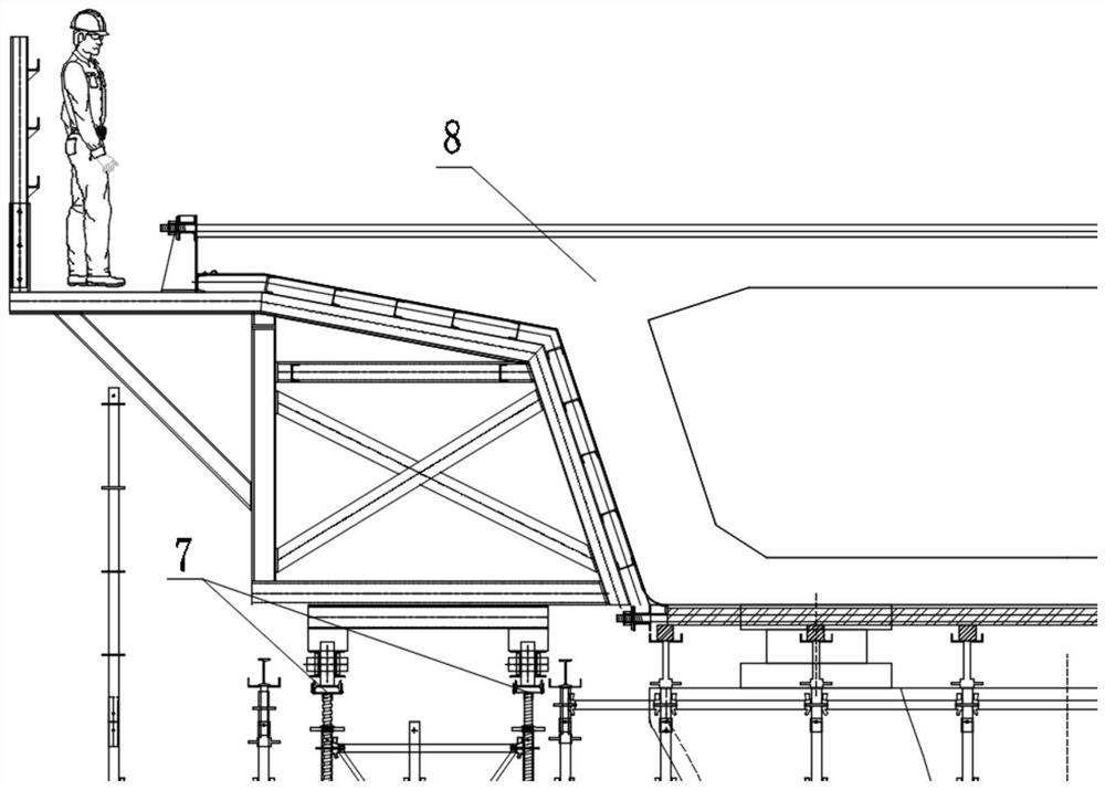 Movable cast-in-place beam side formwork device and using method thereof