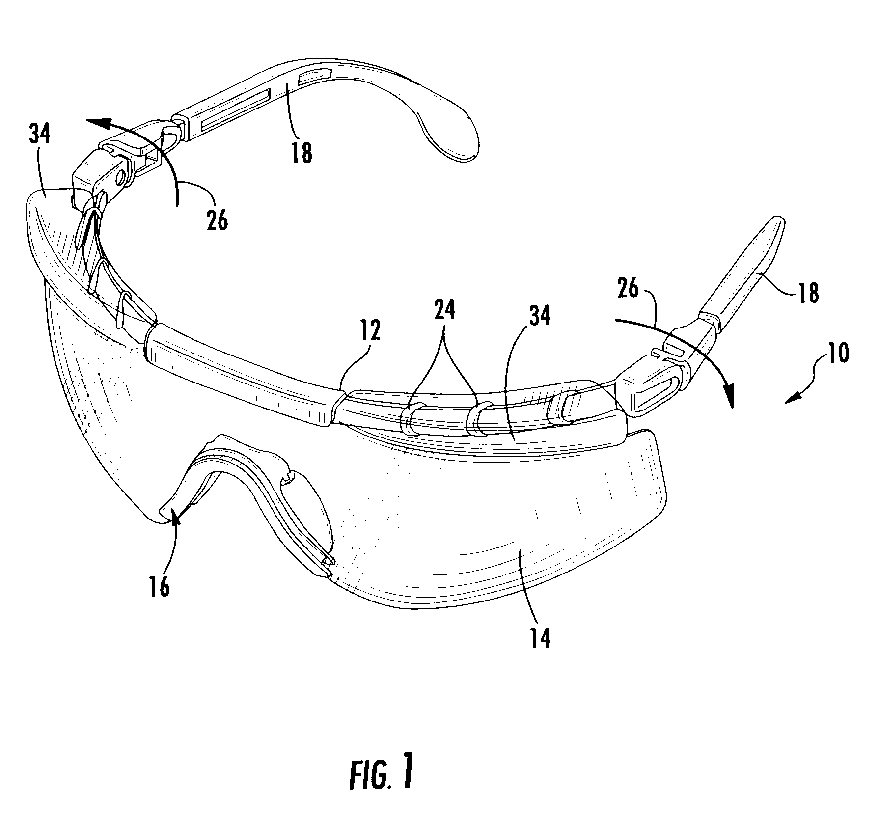 Adjustable length upper frame member for eyeglasses