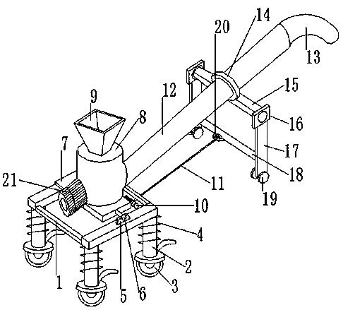 Adjustable conveying height type spiral conveyor