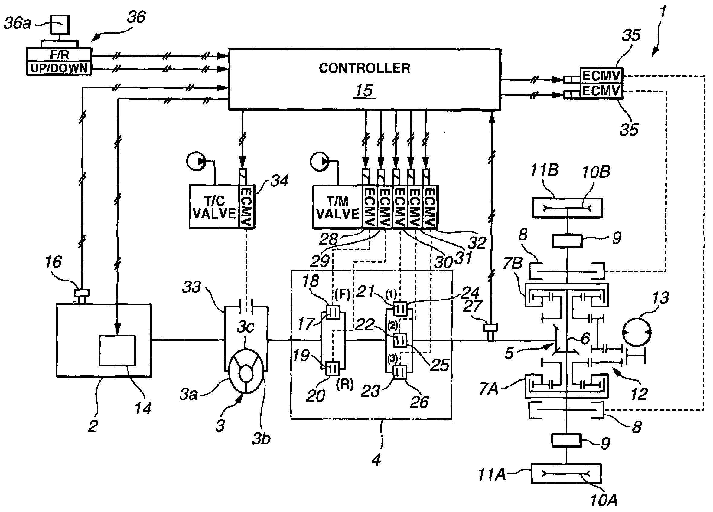 Drive device for working vehicle and method of controlling the drive of working vehicle