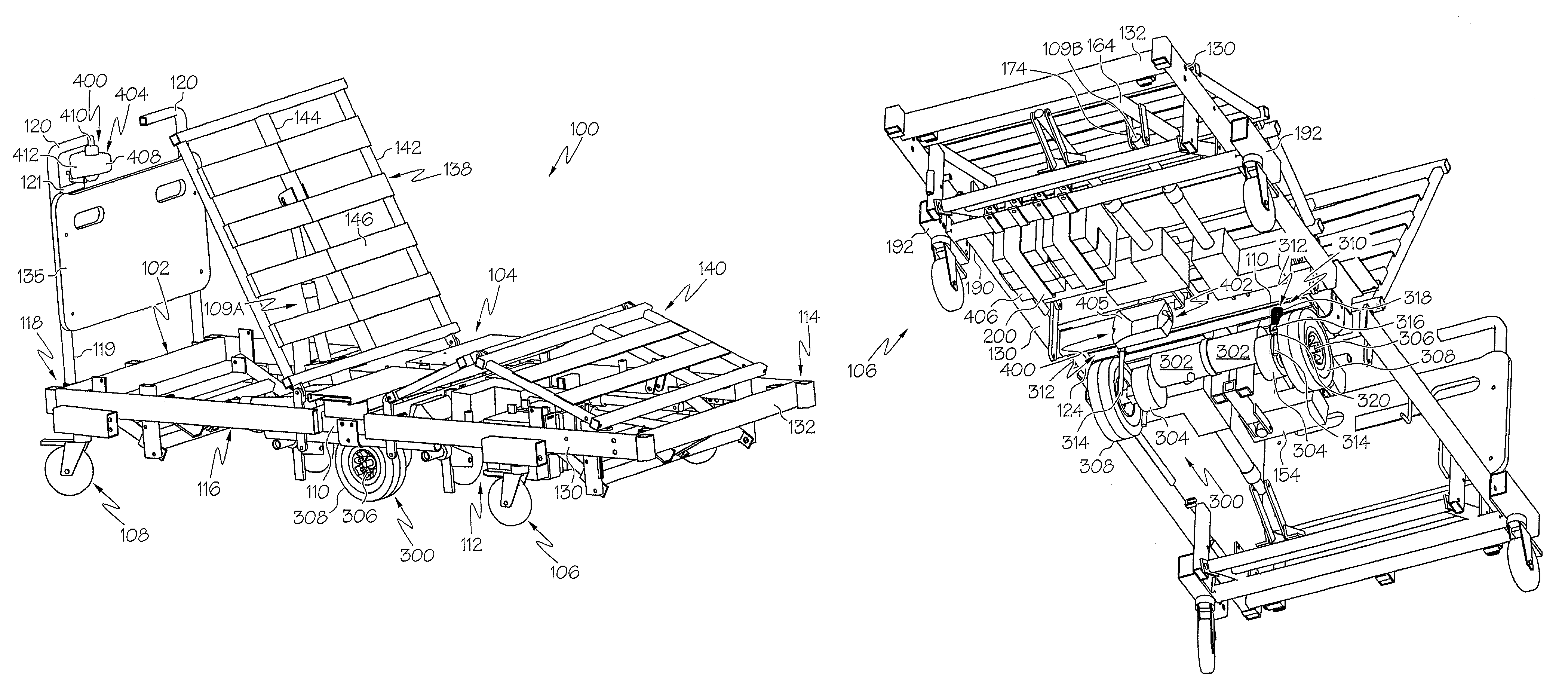 Bariatric transport with improved maneuverability