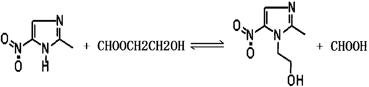 Method for applying formic acid glycol ester in metronidazole production, device for achieving method and method for applying device