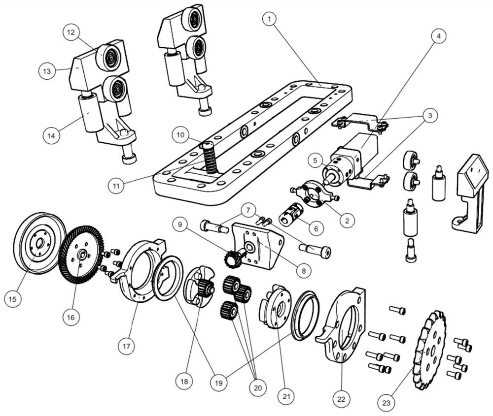 A kind of down-drive track walking device and track robot