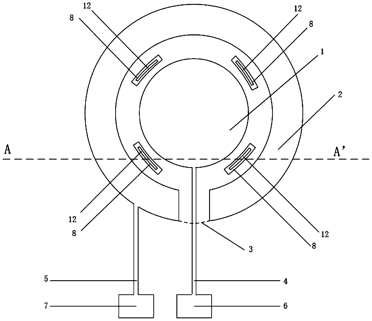 Mechanical groove enhanced differential piezoelectric ultrasonic transducer and working method thereof