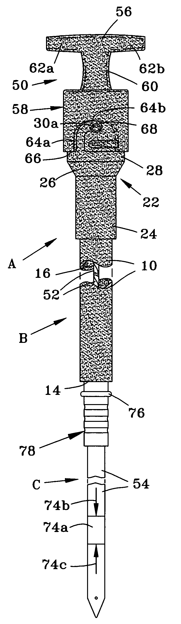 Fluid level measuring device having at least one compressible member