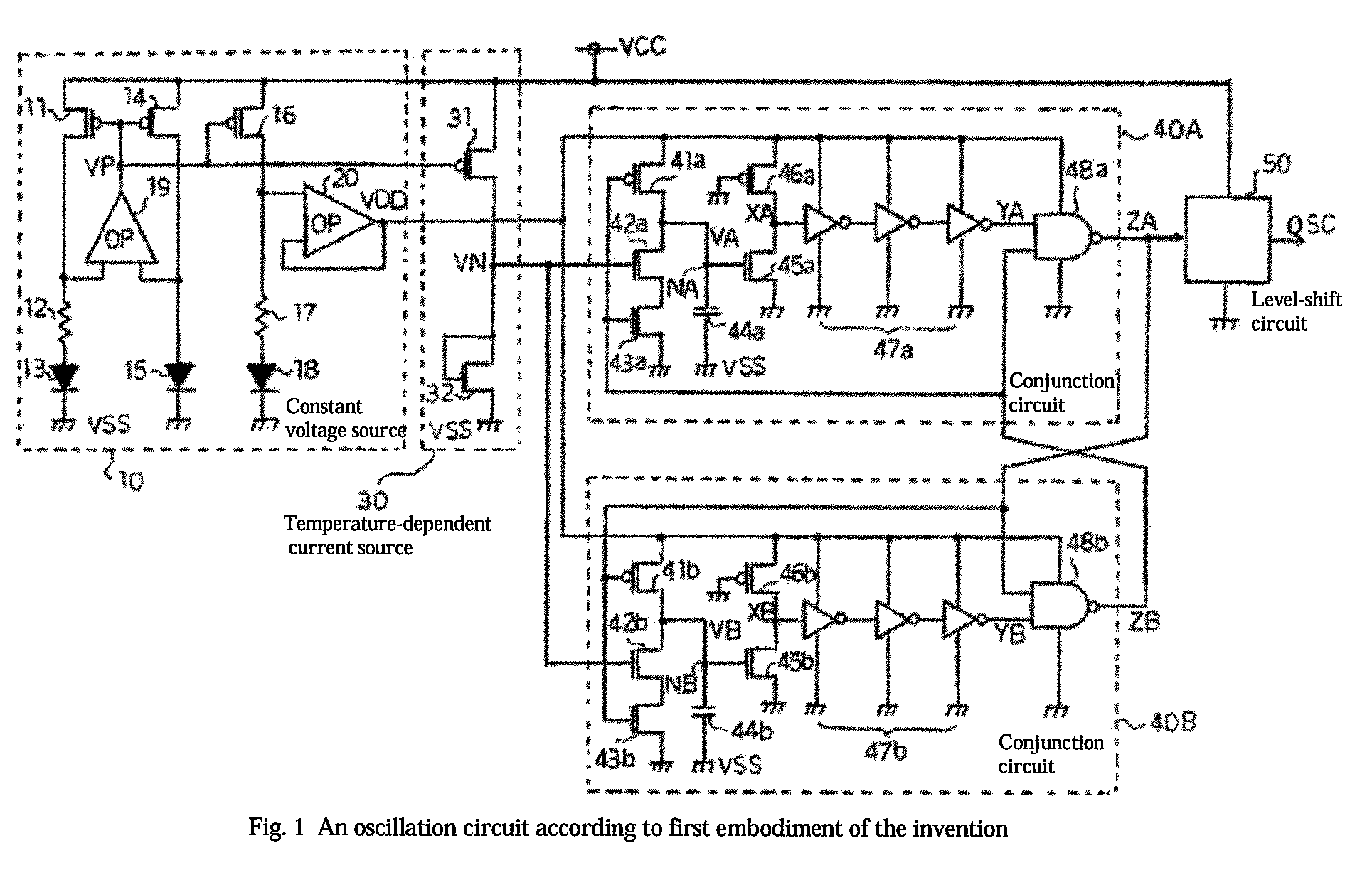 Oscillation circuit with temperature-dependent current source