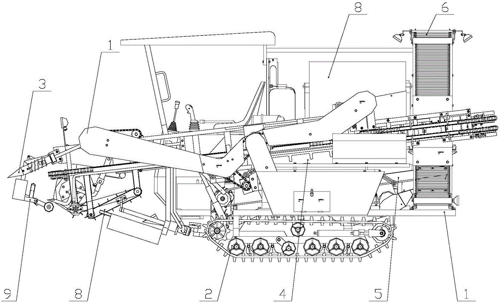 Combined peanut harvesting machine