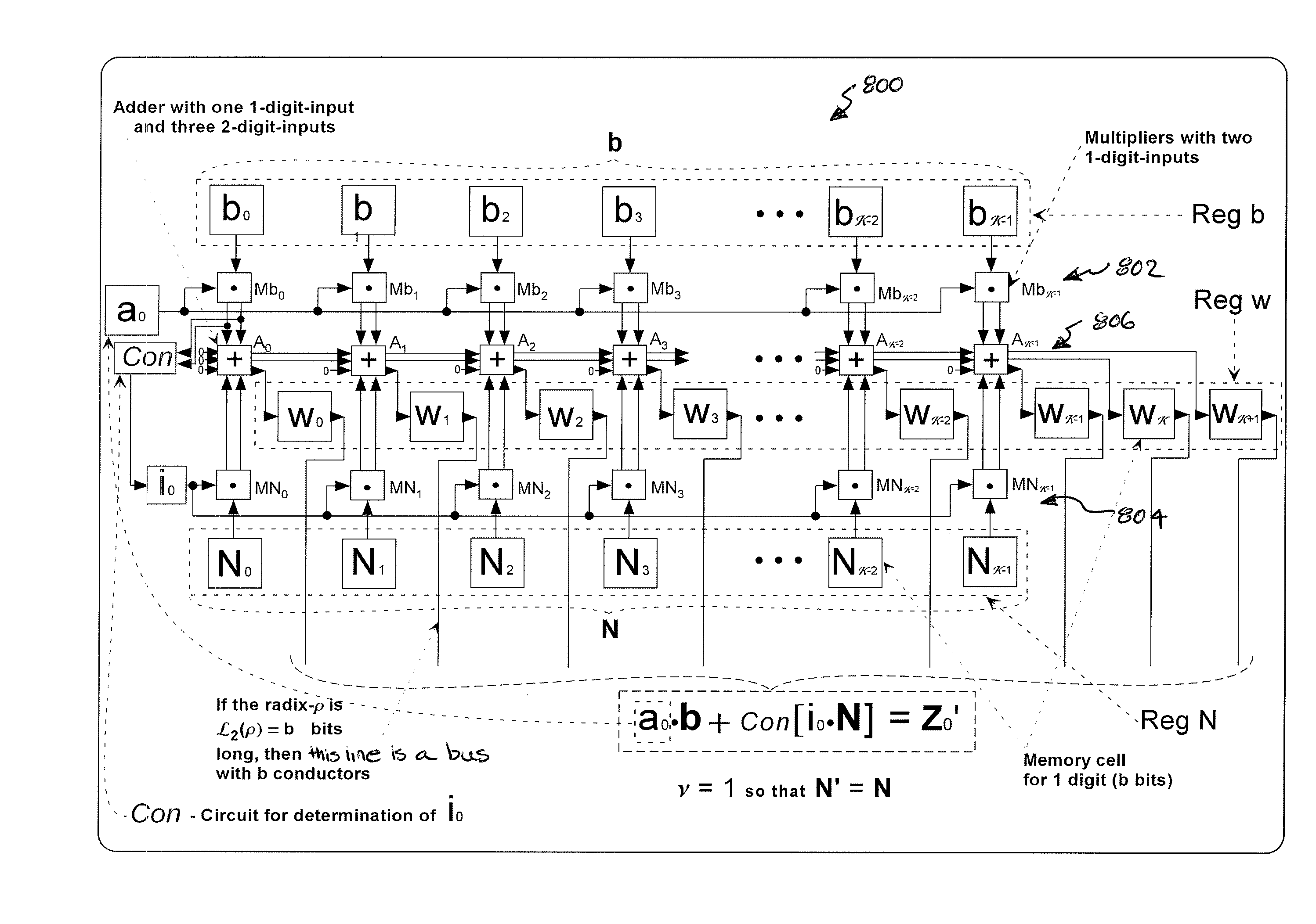 Circuits for modular arithmetic based on the complementation of continued fractions