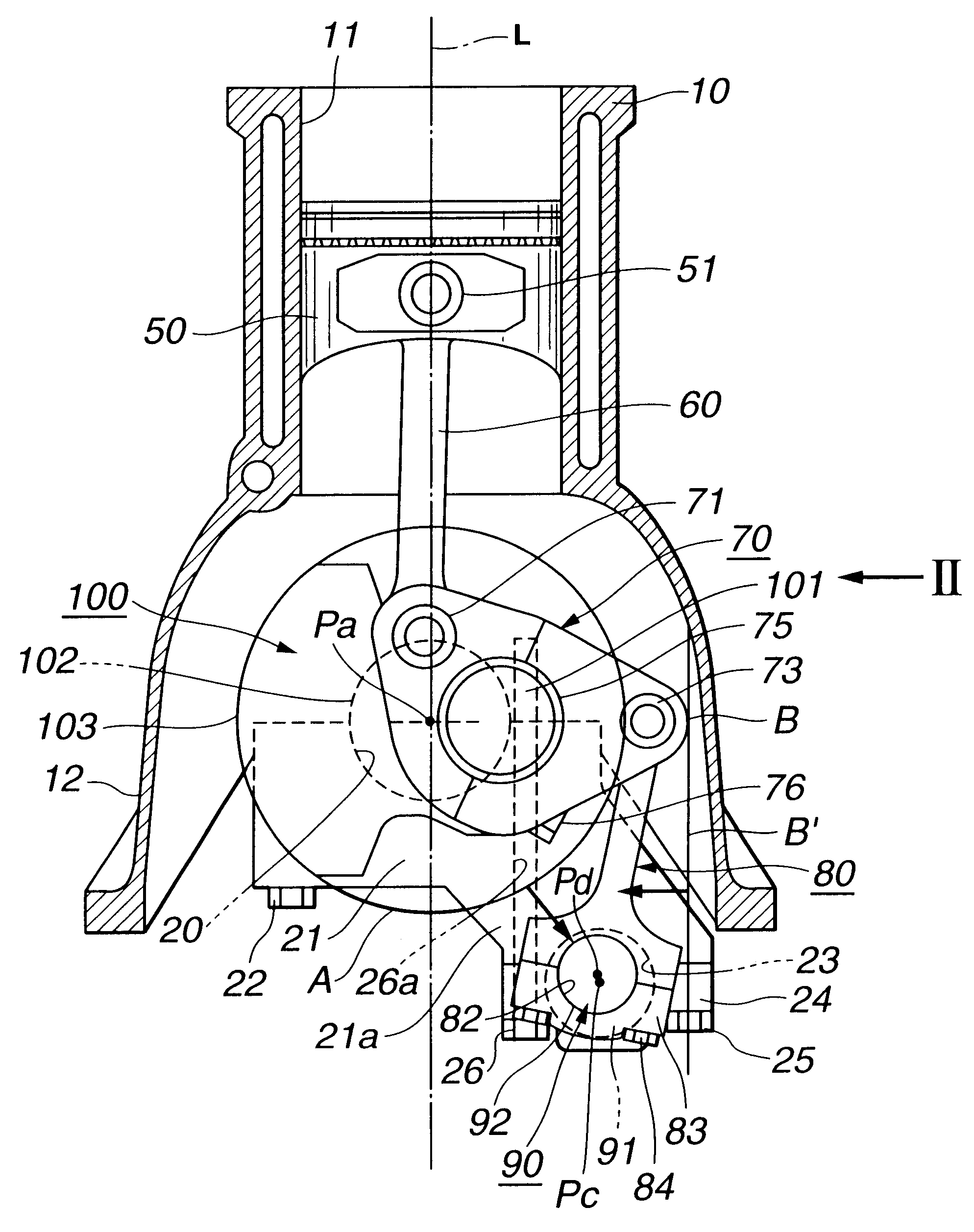 Internal combustion engine with variable compression ratio mechanism