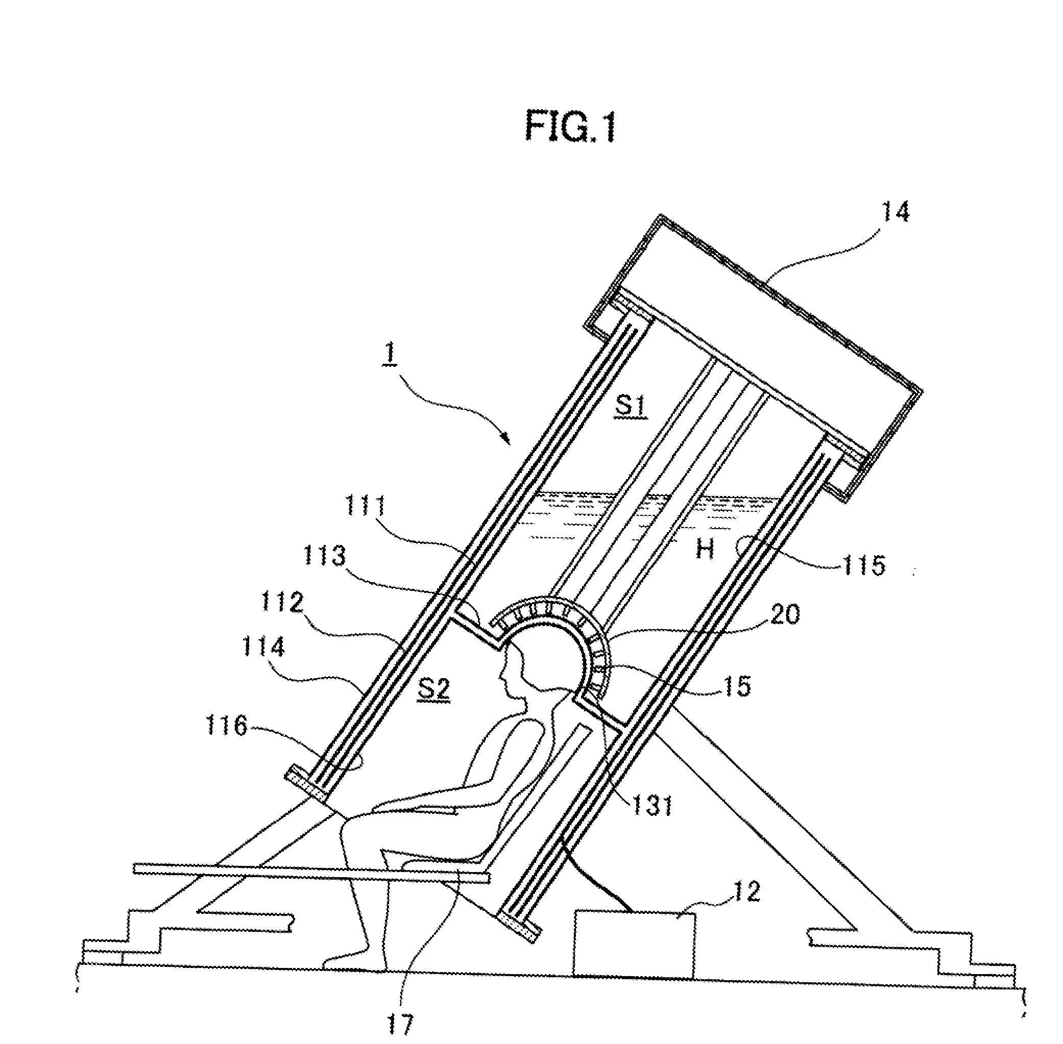 Measuring structure for magneto encephalographic equipment with a superconducting magnetic-shield