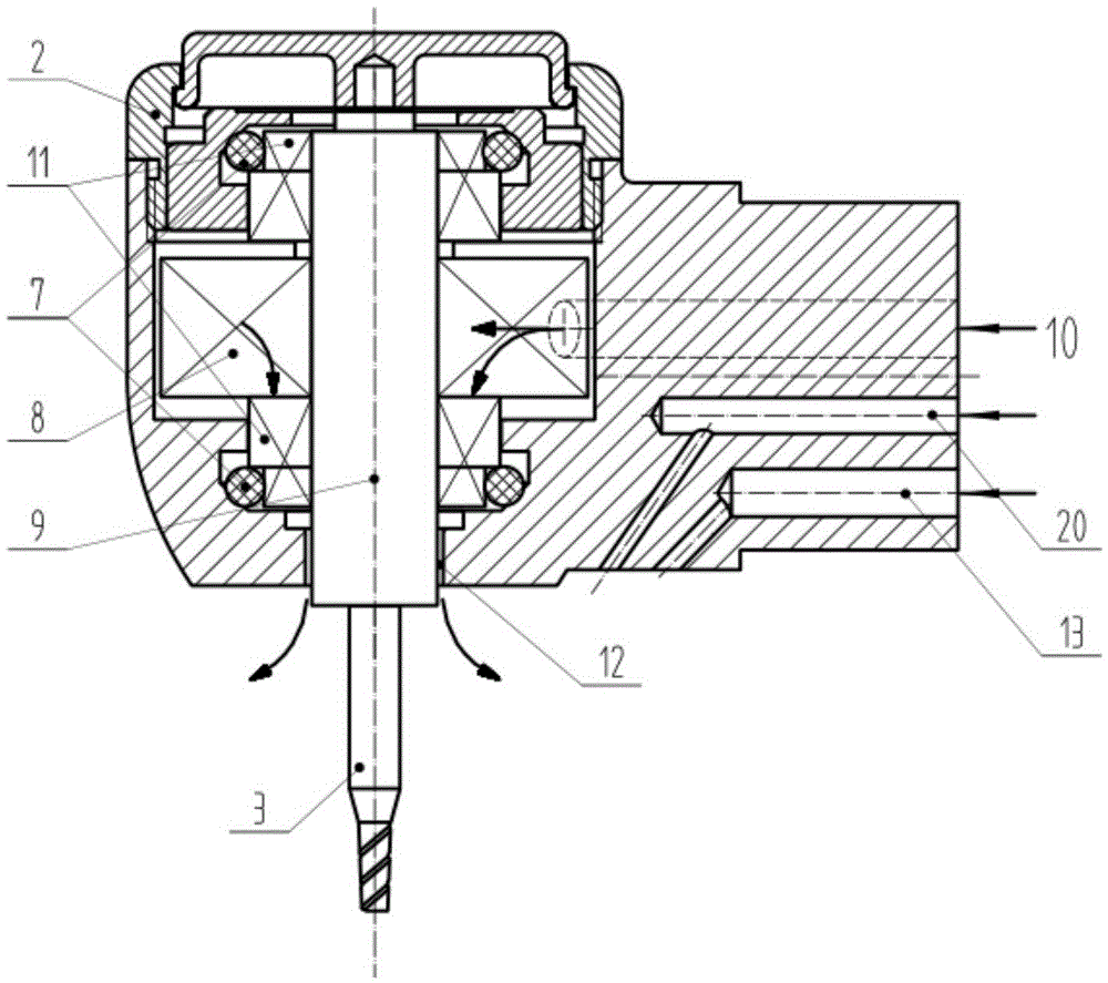 Antisuction device for high speed turbine toothdrill handpiece