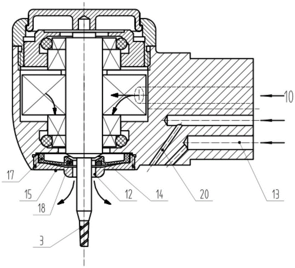 Antisuction device for high speed turbine toothdrill handpiece