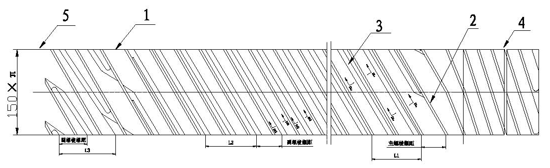 Semicircular-edge screw for plastic extruder