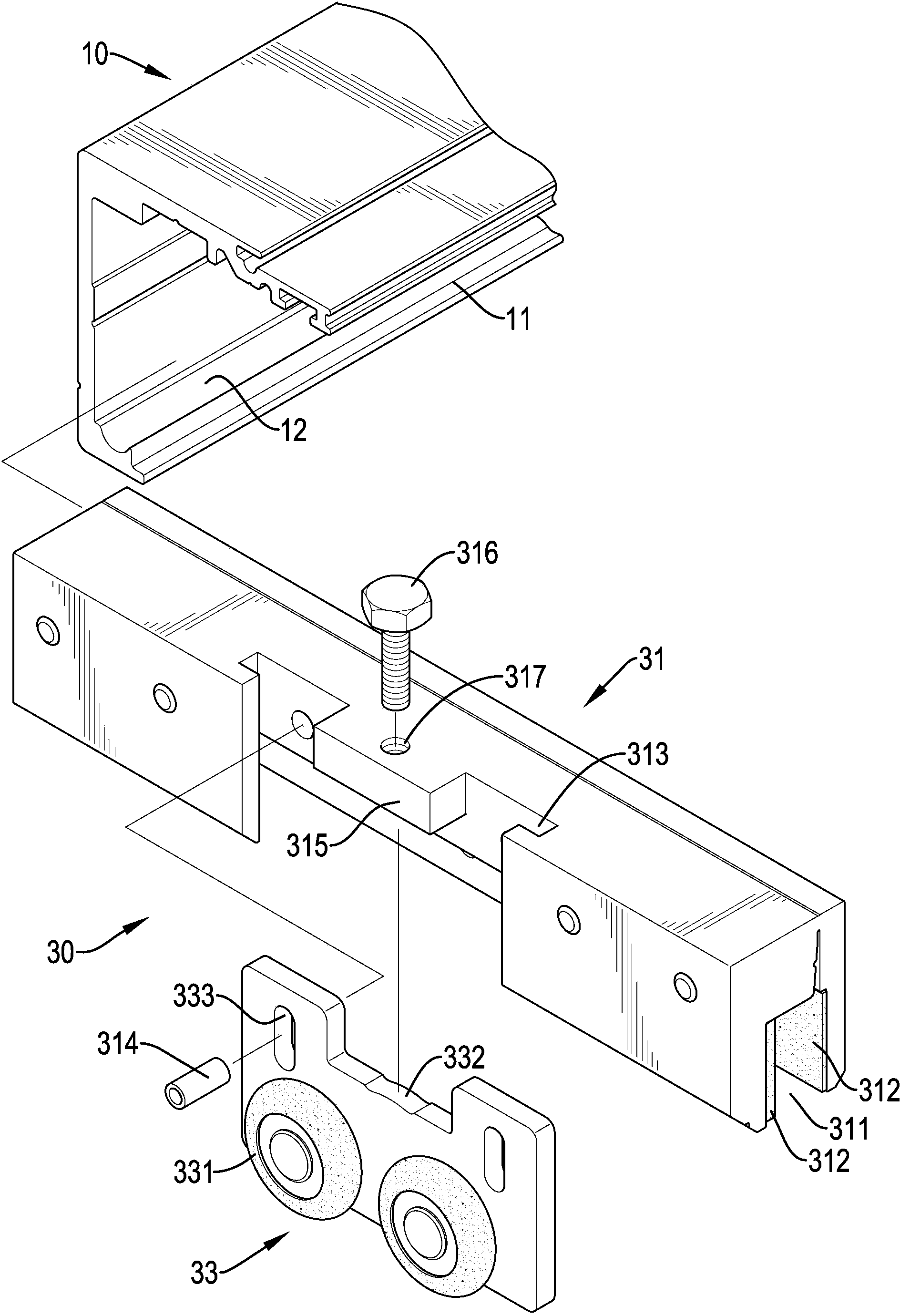 Single-track suspended sliding door clamping and sliding device easy to install