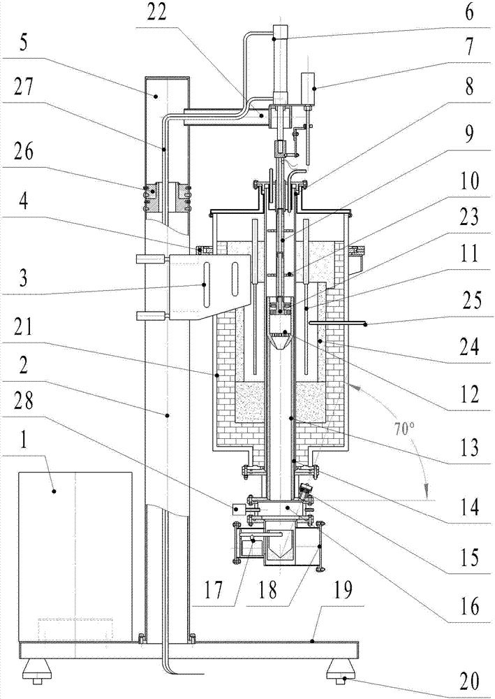 Experiment device for testing softening and dropping point of sinter