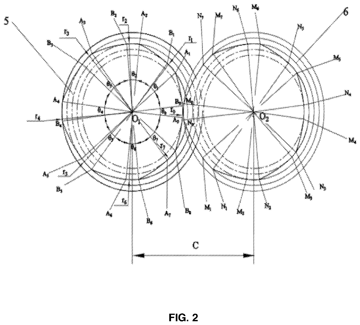 Asymmetric co-rotating multi-screw extrusion device, extruder and processing method thereof