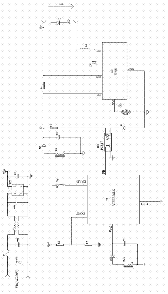 Constant-current light emitting diode (LED) power supply with temperature compensation function